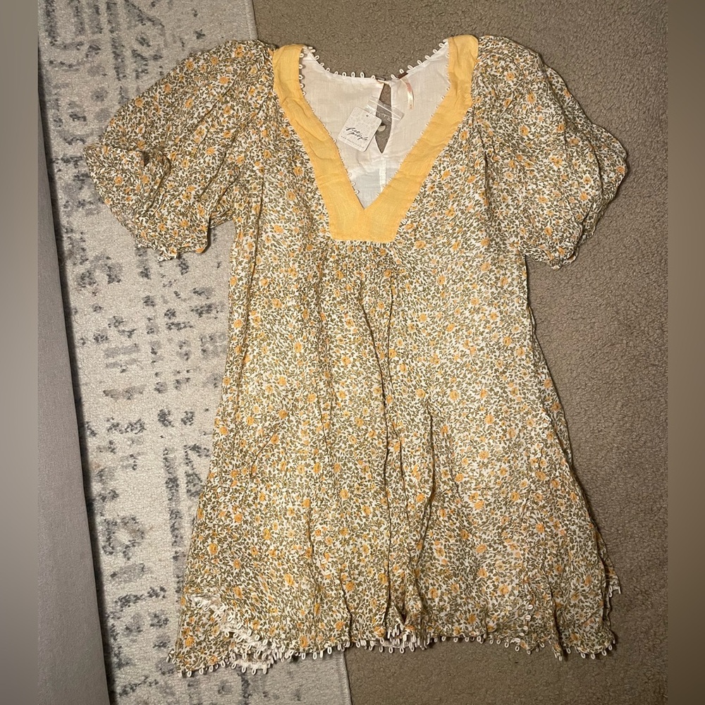 Free People 🌼🌼 Bali Coral Floral print mini dress NWT - Picture 2 of 15